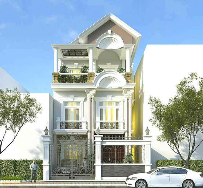 Mẫu Biệt Thự Tân Cổ Điển 3 Tầng 8x20m Tại Thủ Đức