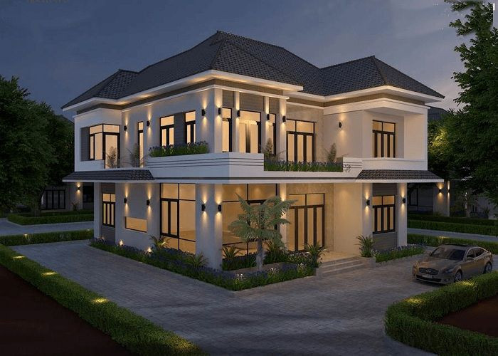 Mẫu thiết kế biệt thự vườn 2 tầng mái thái 11x14m anh Trình