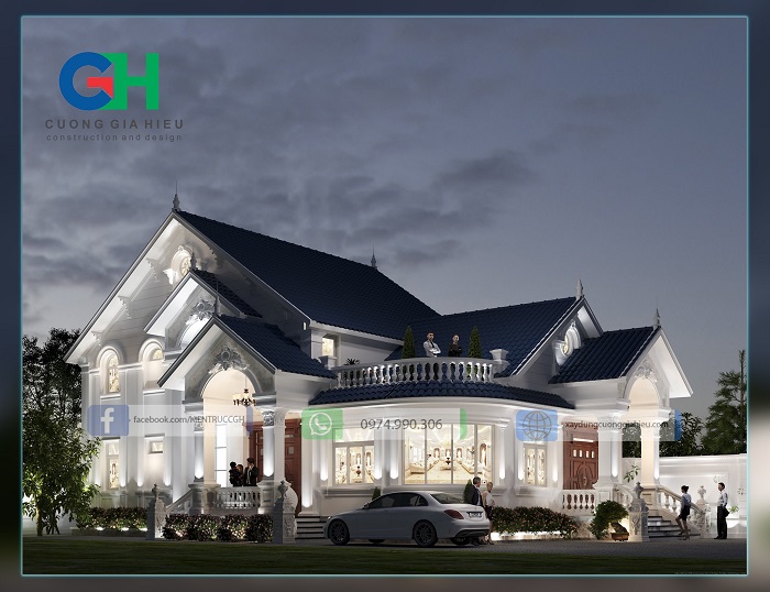 Biệt thự cổ điển 1 tầng đẹp