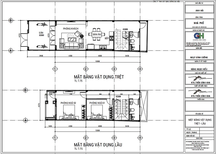 Thiết kế nhà phố 2 tầng 1 tum thang đẹp
