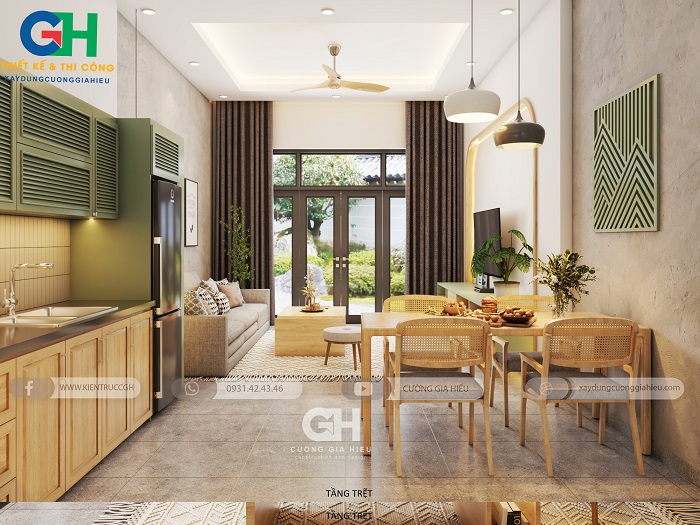 Thiết kế nhà phố 2 tầng 1 tum thang đẹp