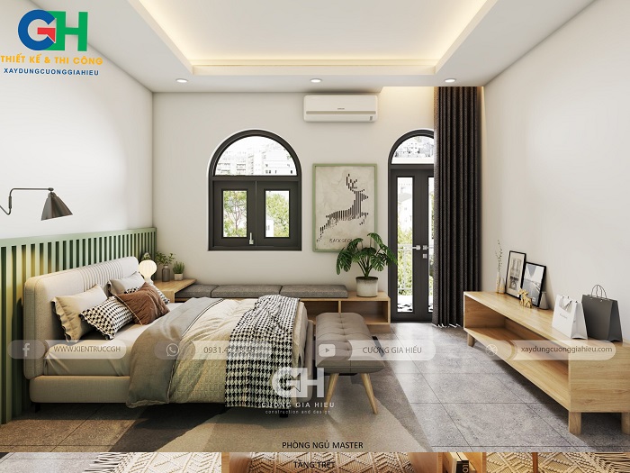 Thiết kế nhà phố 2 tầng 1 tum thang đẹp