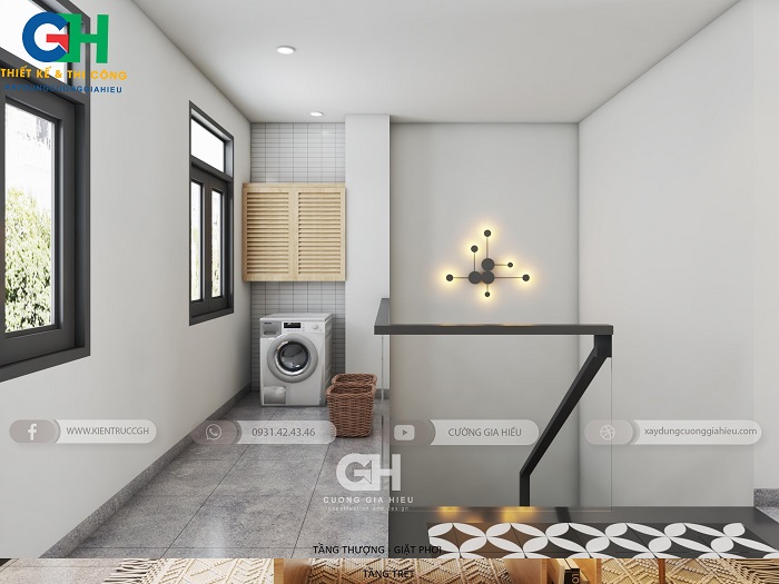 Thiết kế nhà phố 2 tầng 1 tum thang đẹp