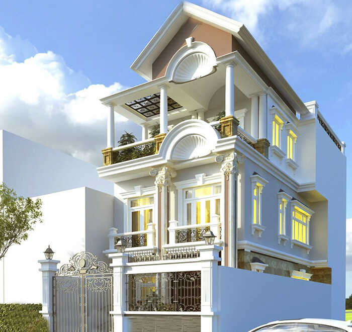 Mẫu thiết kế biệt thự tân cổ điển 3 tầng 8x20m đẹp 