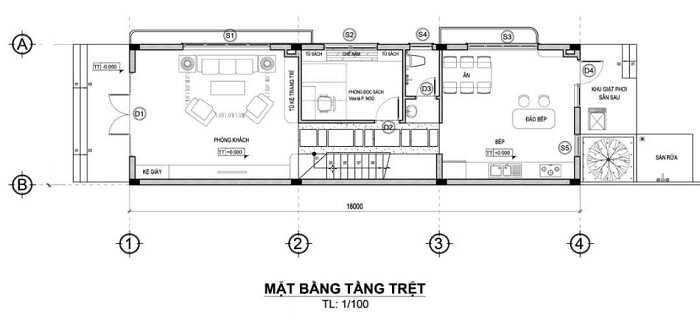 Bản vẽ mặt bằng mẫu thiết kế nhà 2 tầng 6x16m