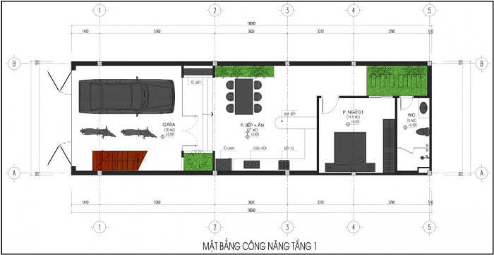 Bản vẽ mặt bằng thiết kế nhà 3 tầng 6x18