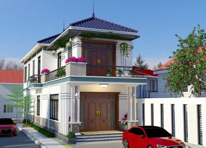 mẫu nhà đẹp 2 tầng 6x20 cuốn hút 