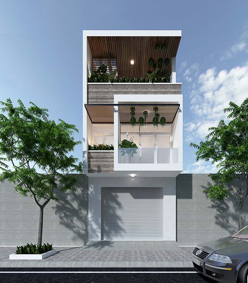 Mẫu thiết kế nhà ống 2 tầng 1 tum 3 phòng ngủ đẹp