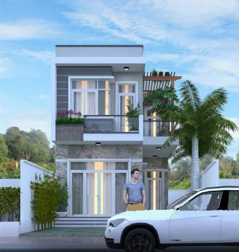 Mẫu nhà ống 2 tầng 3 phòng ngủ 5x15 với 75m2