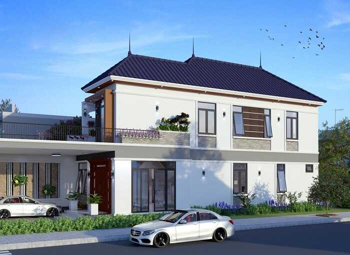 Phối cảnh mẫu thiết kế nhà 2 tầng 6x16m đẹp tinh tế 