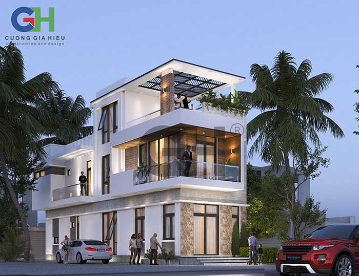 Phối cảnh nhà 2 tầng 1 tum 5x20