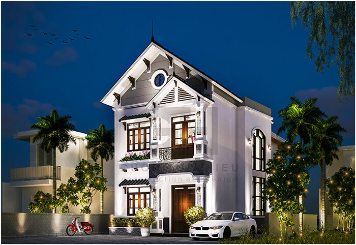 Phối cảnh thiết kế nhà 2 tầng 90m2 