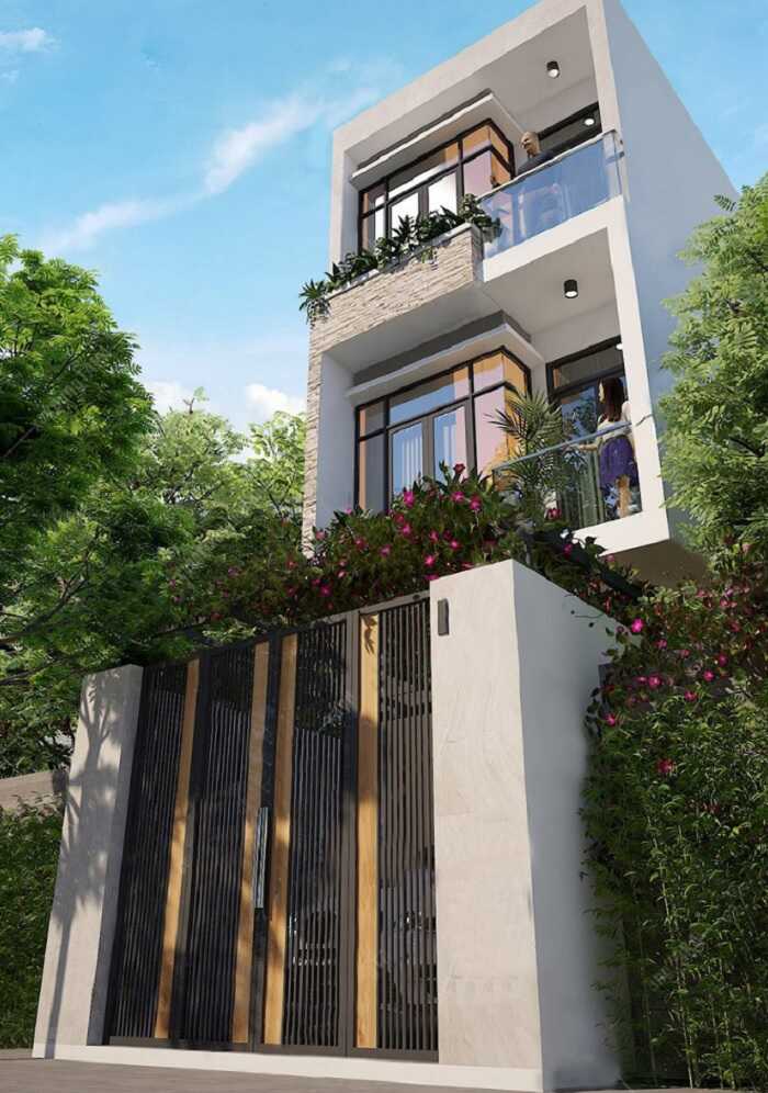 Phối cảnh thiết kế nhà 3 tầng 4x17m đẹp đơn giản