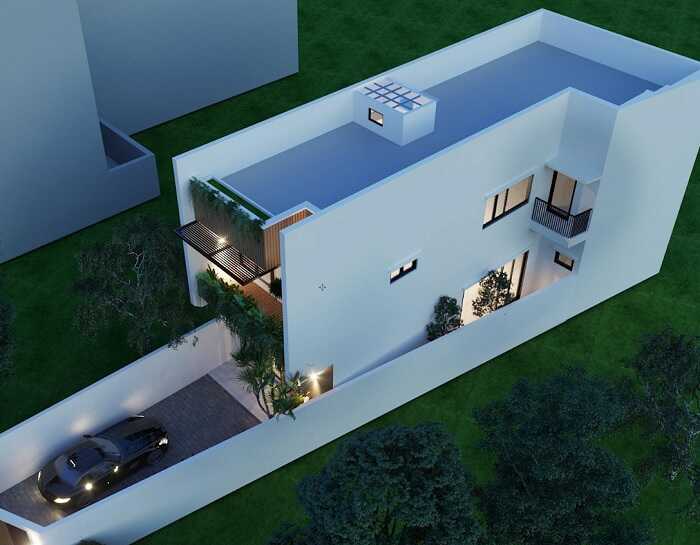 Phối cảnh mẫu thiết kế nhà ống 2 tầng 5x19m
