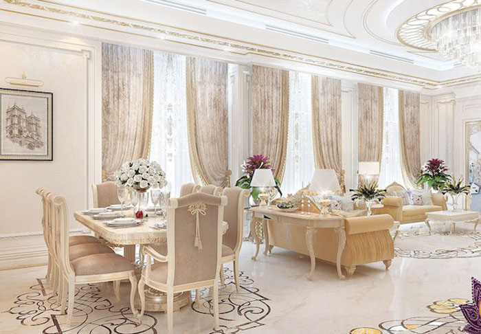 Thiết kế phòng ăn biệt thự tân cổ điển 3 tầng 150m2