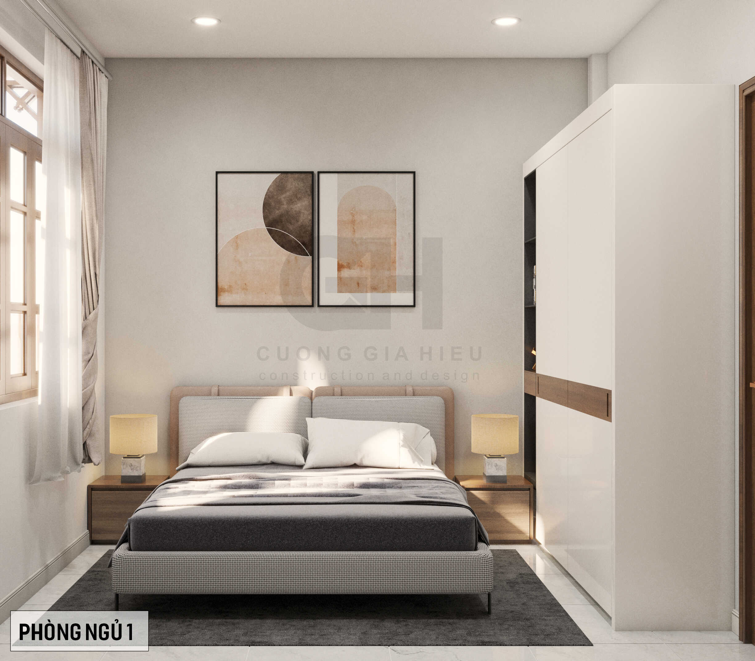 Thiết kế nội thất phòng ngủ nhà 2 tầng 90m2