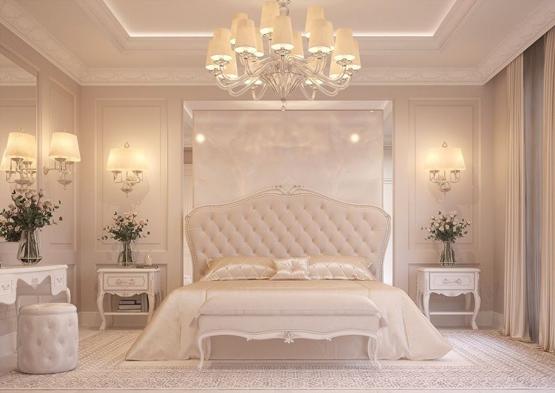 Thiết kế phỏng ngủ vợ chồng biệt thự lâu đài lãng mạn